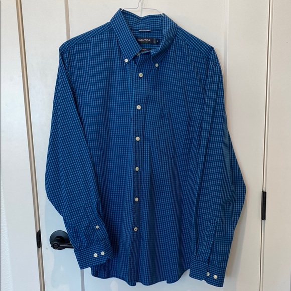Nautica Other - Nautica Men’s Long Sleeve Shirt.  XL Slim Fit. ‎ Wrinkle Free.  Blue Plaid